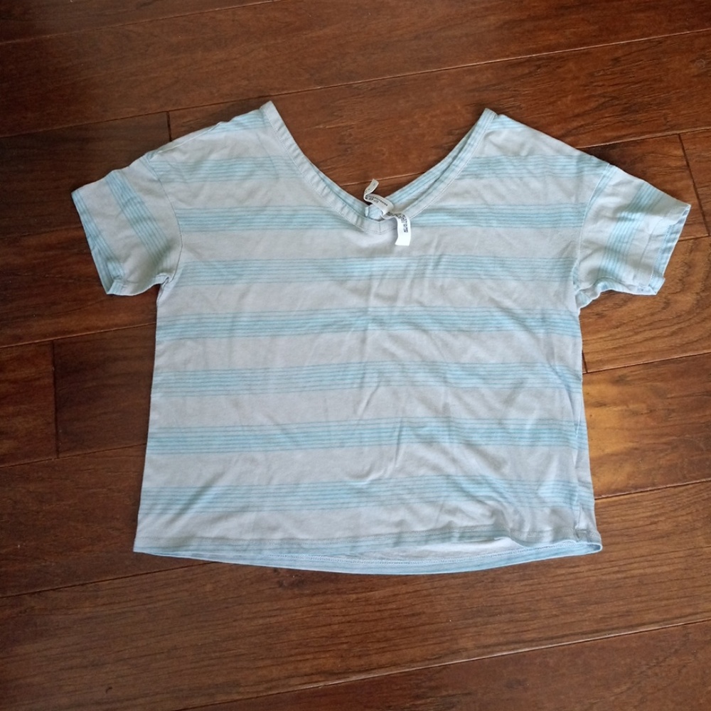 PacSun light blue striped vneck crop top